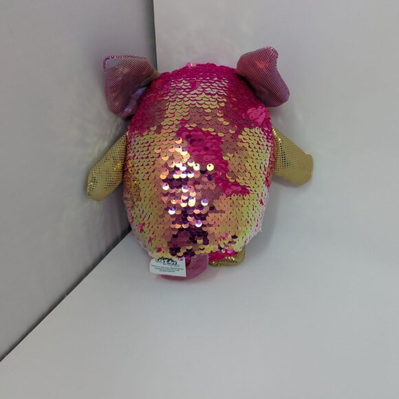 Sequin Pig Plush Pink Gold Glitter Flippable Sequin Cra-Z-Art Stuffed Animal 7" - Picture 2 of 8